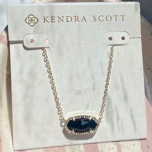 Elisa Gold Pendant Necklace In Black Opaque Glass